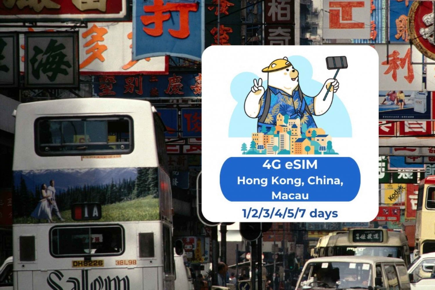 Hong Kong - China - Macau: Dados móveis eSIM 1/2/3/4/5/7 dias