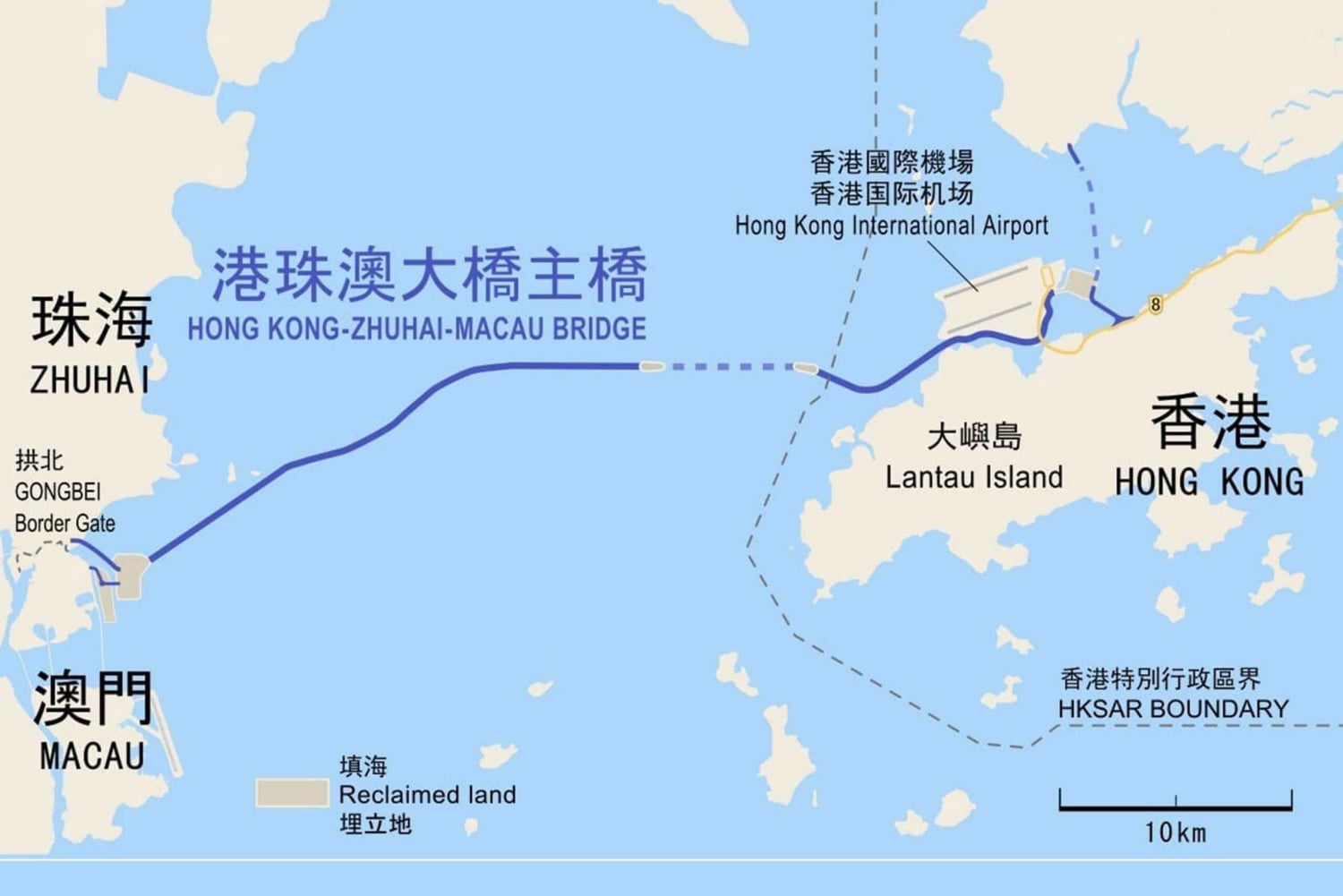 Privat limousintransport mellom Hong Kong og Zhuhai via HZMB