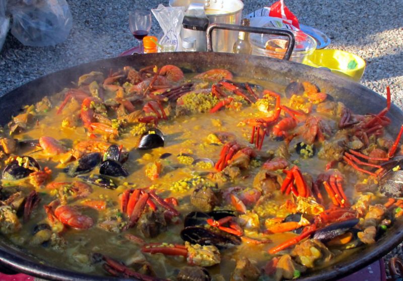 paella cooking in it