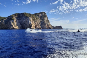 From San Antonio: Jet Ski Tour to Cala Aubarca with Swimming