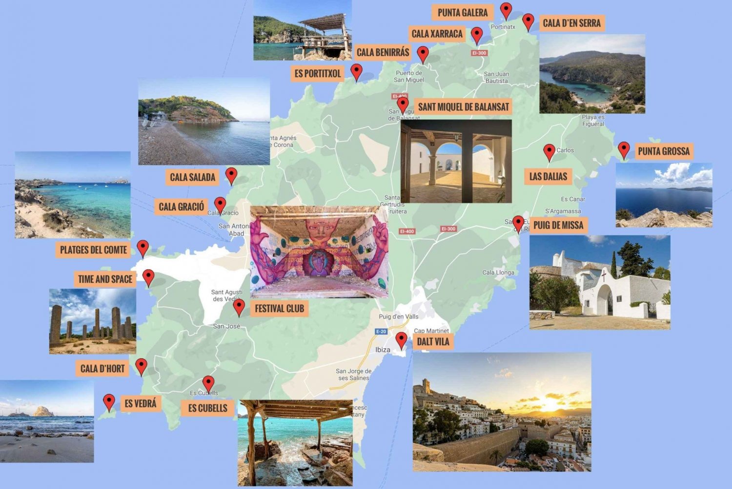 Mallorcan ja Ibizan kiertomatka (Ink. lautta, kaupunki, ranta, klubi, tapakset)