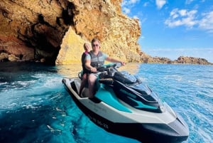 Santa Eulalia: Tour in moto d'acqua con ricerca di delfini opzionale