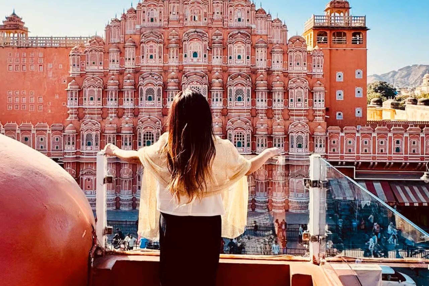 Från Delhi: Guidad tur med bil till Hawa Mahal och City Palace
