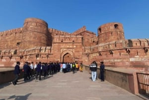 Depuis Jaipur : visite du Taj Mahal et du fort d'Agra et transfert à Delhi