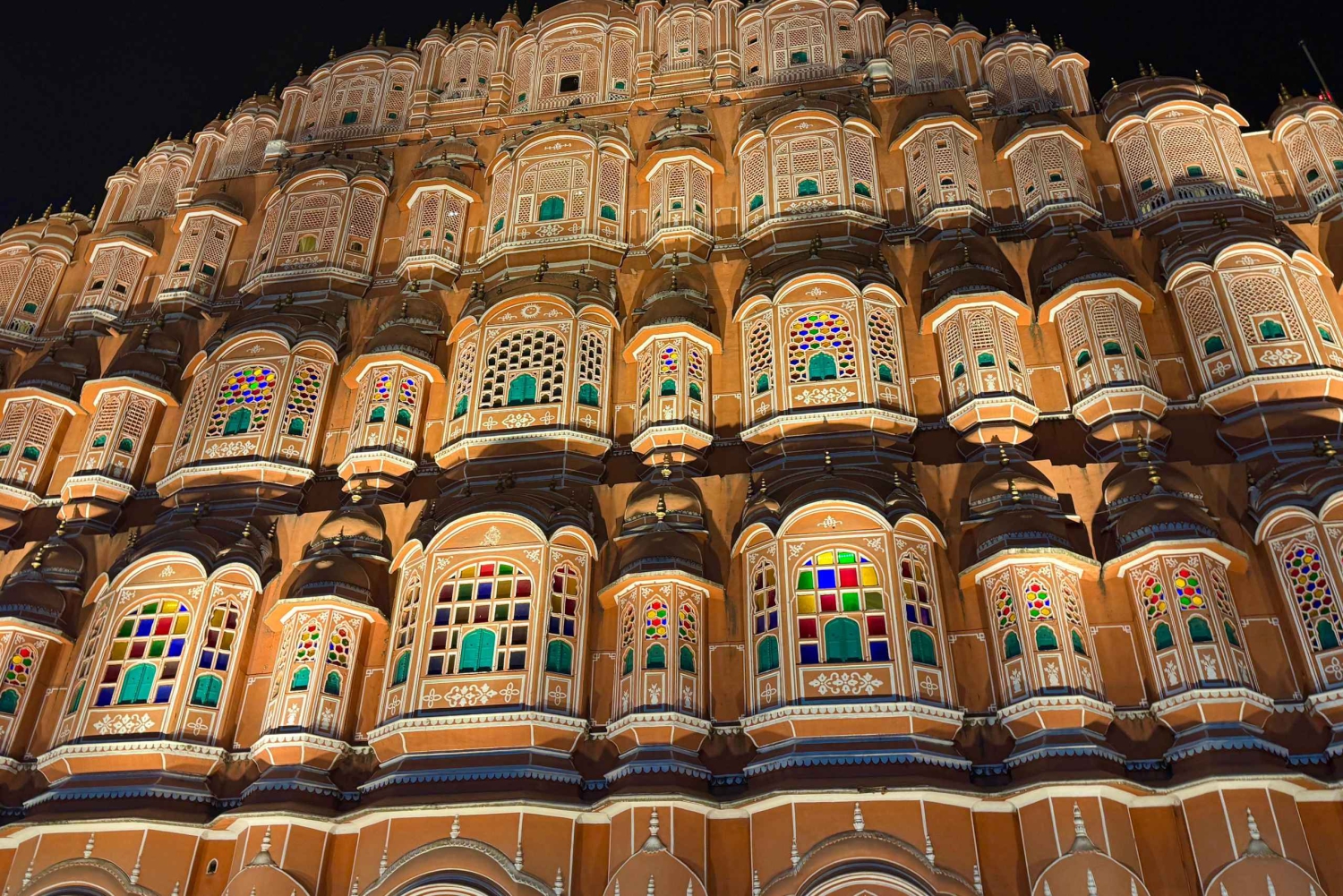 Jaipur: Nachttour durch Amer und die pinke Stadt mit einem Open-Air-Jeep