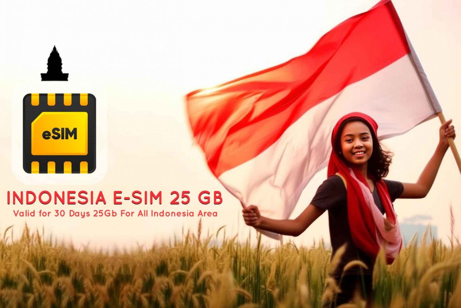 Indonesia eSIM con dati Internet 25 GB Rete Telkomsel