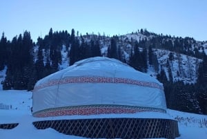 アルマトイ：メデオ、シムブラク、コク・トベ プライベートツアー（EV車利用）