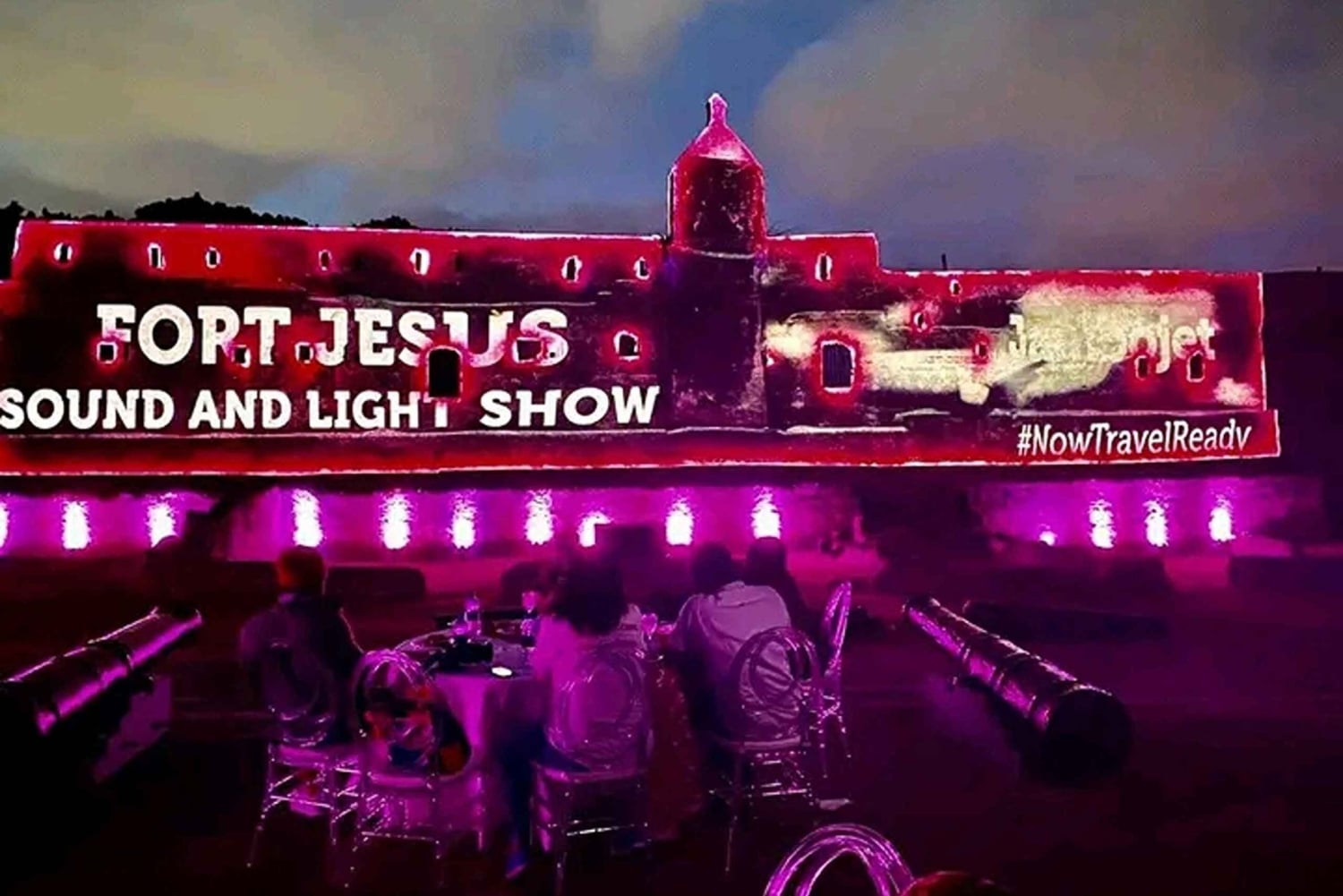 Fort Jesus kvällstur, ljud, ljusshow och middag i Mombasa.