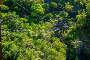 パンガン島：空高くまで登るジップラインとワンサイ滝の眺め