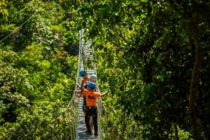 パンガン島：空高くまで登るジップラインとワンサイ滝の眺め