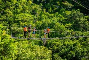 パンガン島：空高くまで登るジップラインとワンサイ滝の眺め