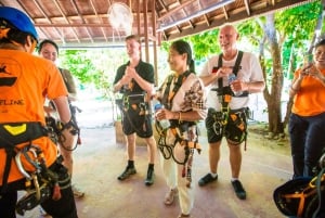 パンガン島：空高くまで登るジップラインとワンサイ滝の眺め
