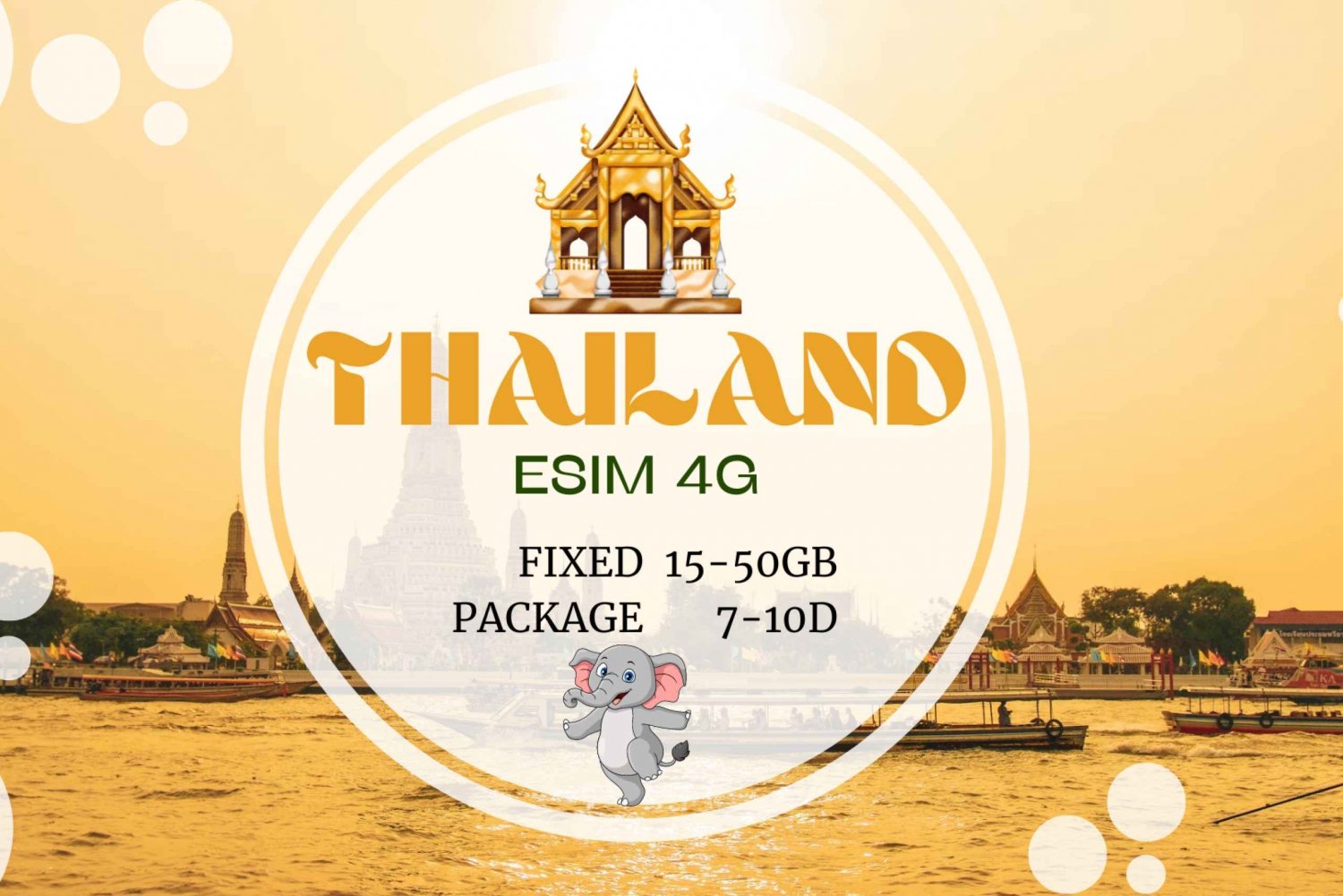 Thailand: eSIM Thailand inkluderar samtal och sms (QR-kod)
