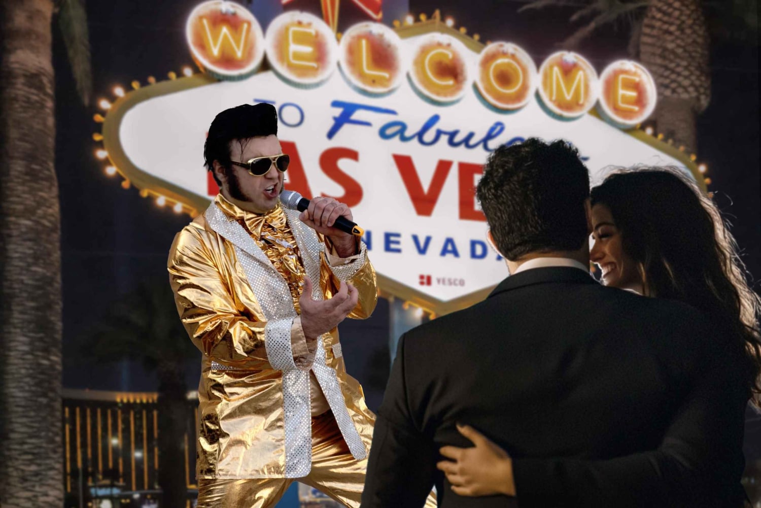 Las Vegas: Goldene Elvis-Gelübdeerneuerung oder Hochzeit am Welcome Sign