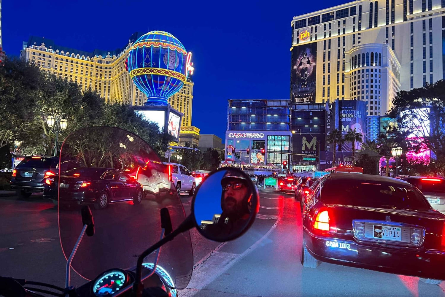 ラスベガス：夜のラスベガス ストリップのサイドカー ツアー