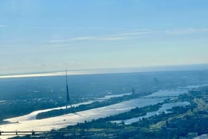 Airplane flight over Riga or Latvia