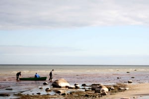 Nadbrzeżna sceneria Morza Bałtyckiego i przylądek Kolka z Rygi