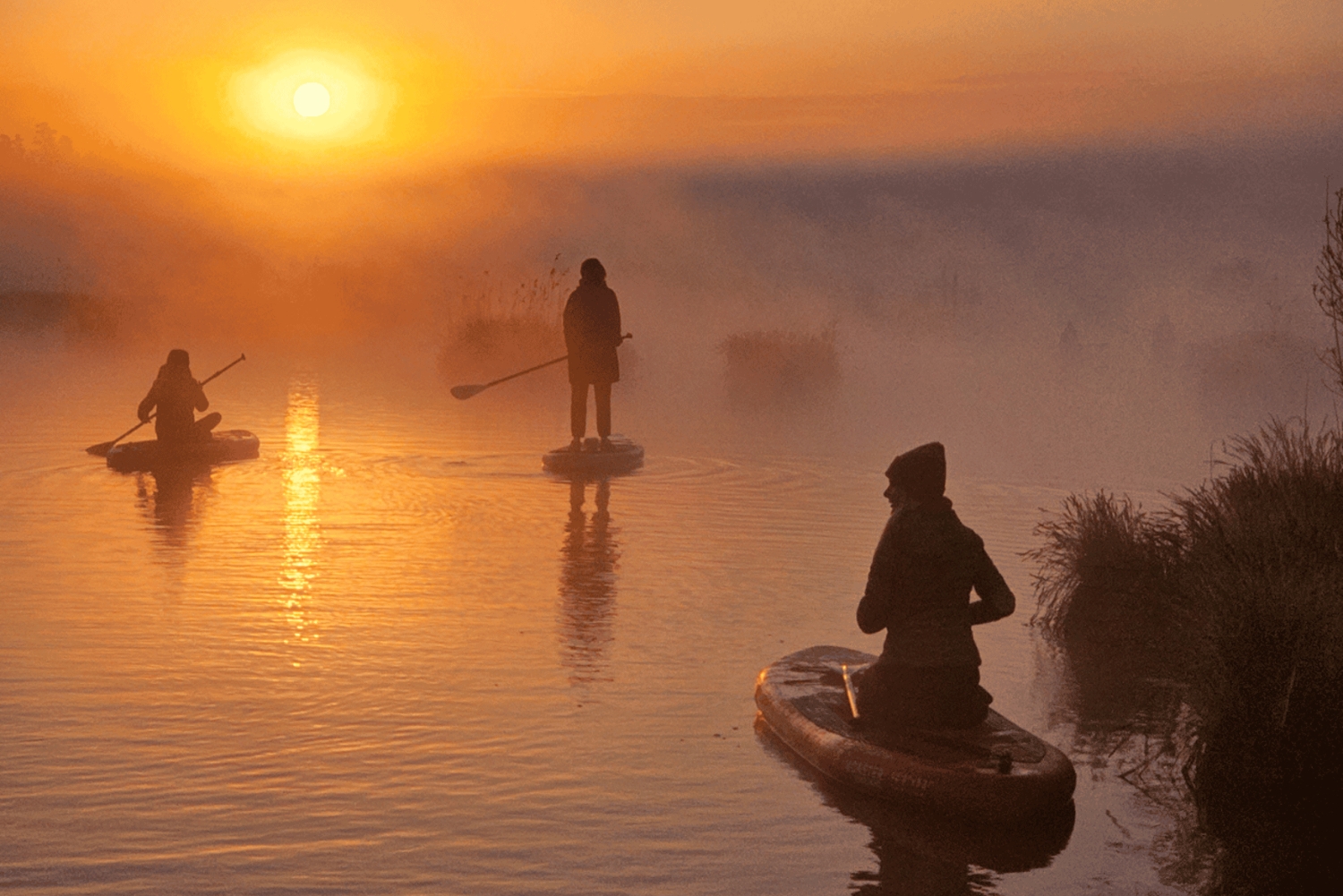 From Riga: Sunrise SUP Tour with Pick-Up at Cenas Tīrelis