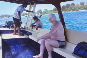 Faz um passeio de snorkeling nas árvores Gilis com um barco com fundo de vidro