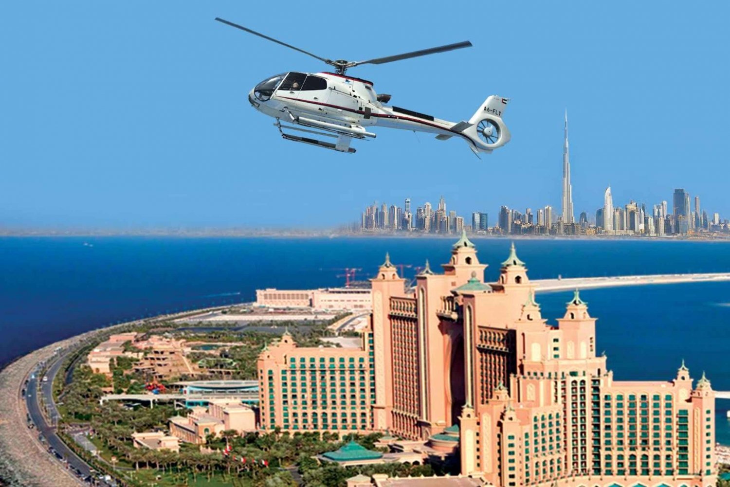 Dubai: Helicopter Flight from The Palm to The Burj Khalifa