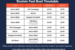 From Bali: 1-Way/Round Fast Boat to Gili T/Air/Meno/Lombok