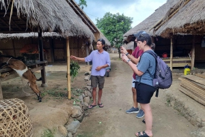 Lombok: Selong Hill: Vesiputoukset, Sasak-kylä, riisipelto ja Selong Hill.