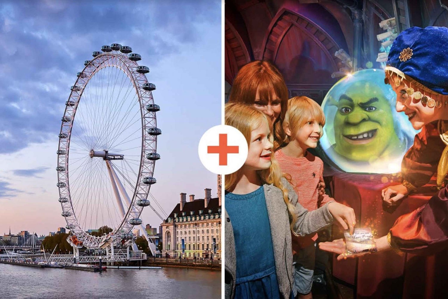 DreamWorks Shrek's Adventure og London Eye: Kombibillet