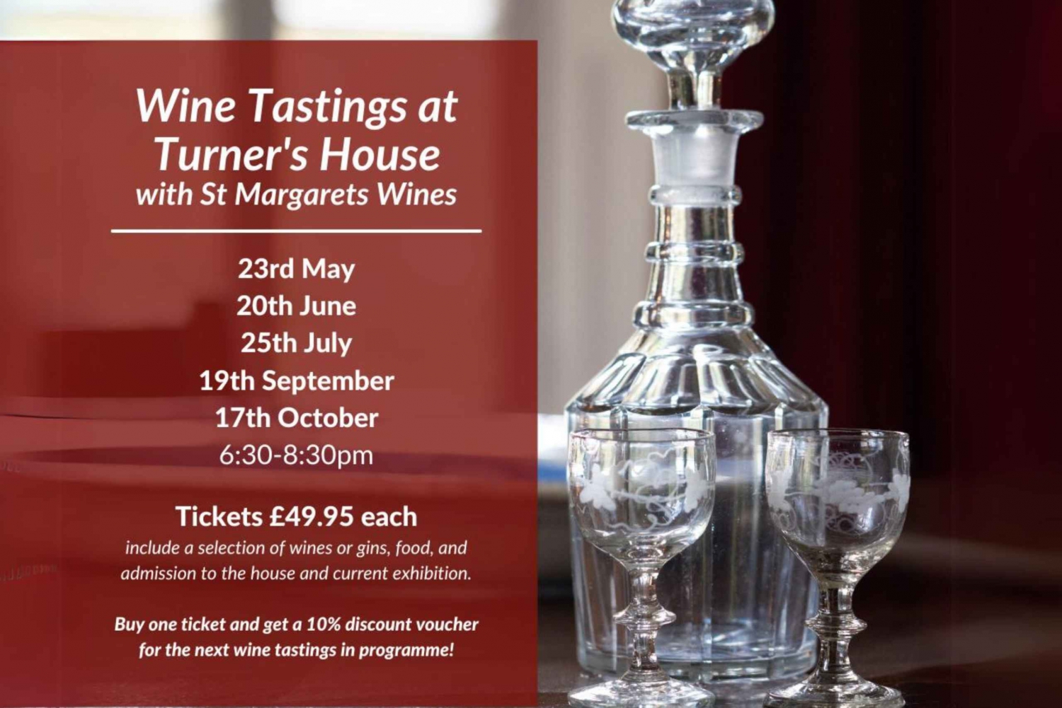 London, London Vinprovning Turner's House med St Margarets Wine