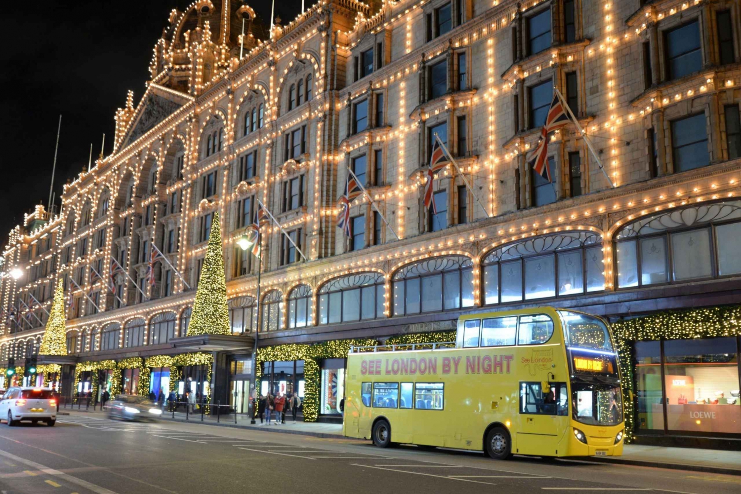 London: Winter Lights Open-Top Bus Tour mit Guide