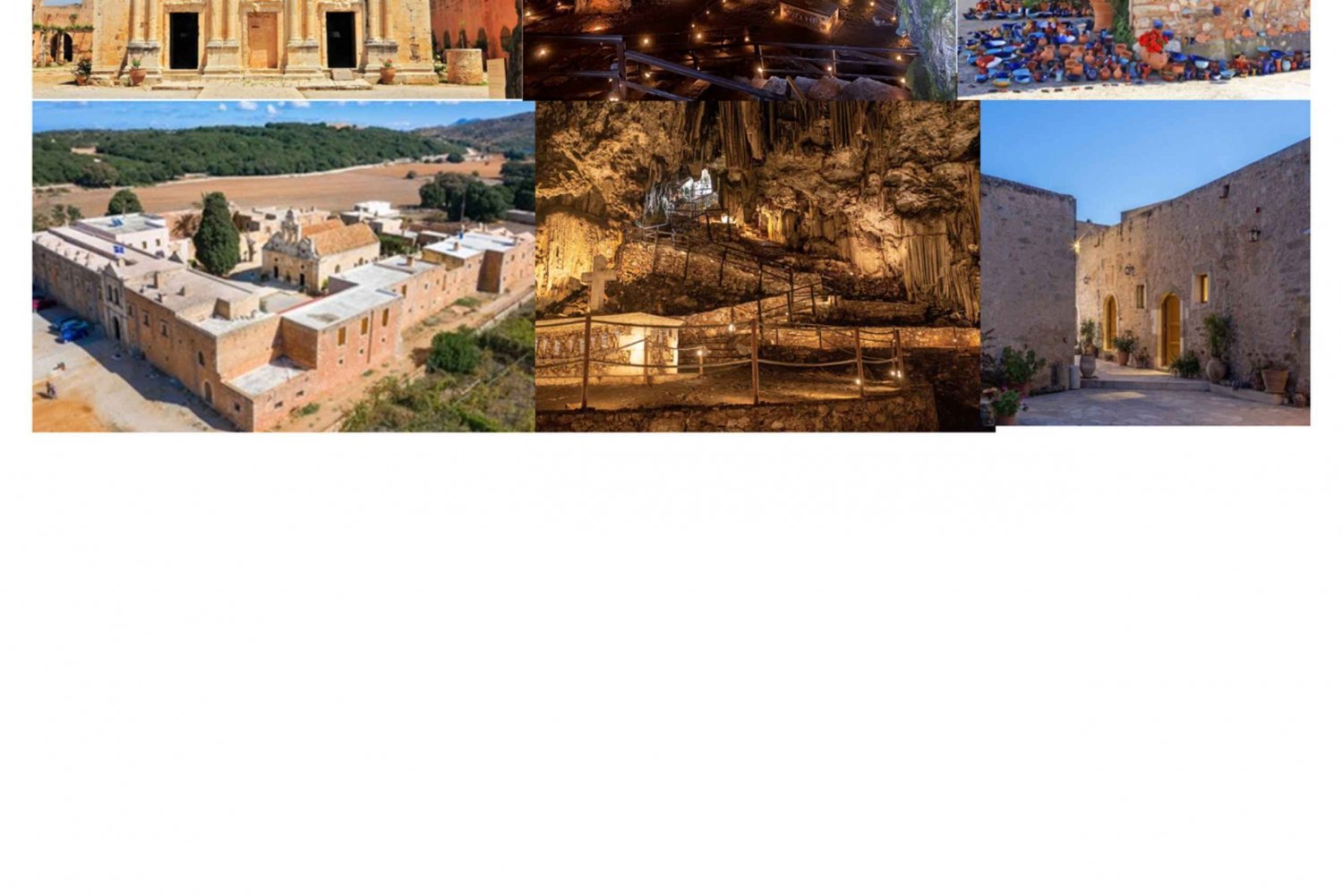 Melidoni Cave, Margarites pottery village, Arkadi Monastery