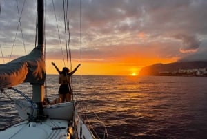 Sunset on a sailing boat