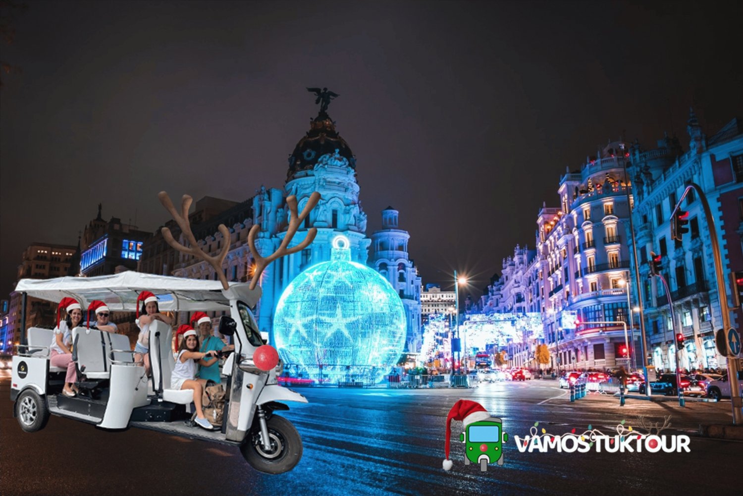 Madrid: tour privato in tuk-tuk delle luci natalizie