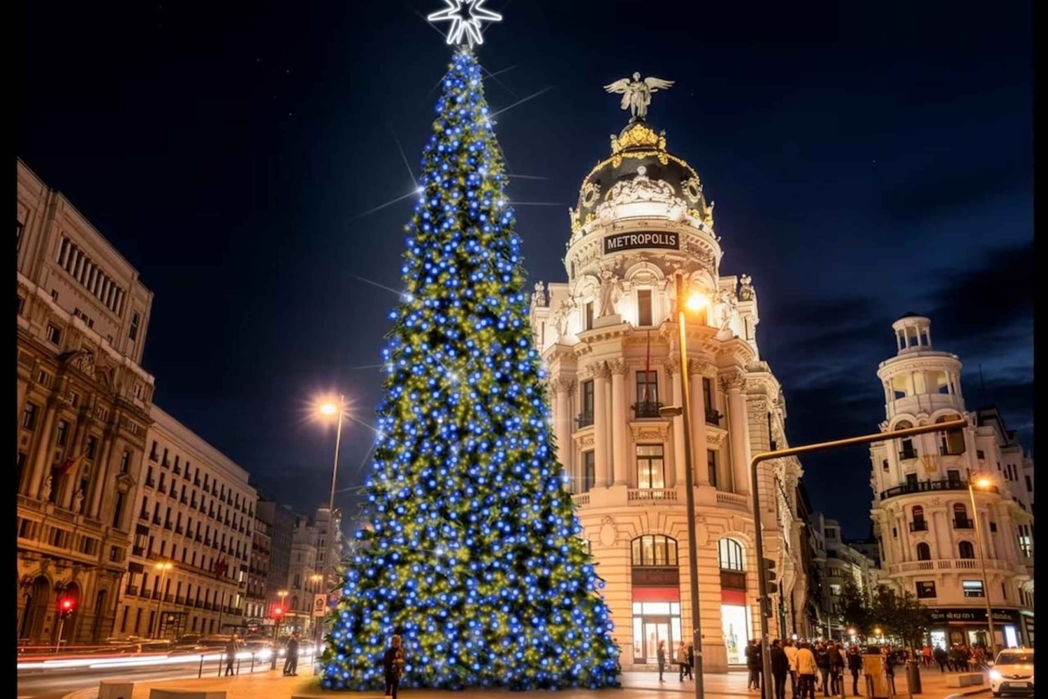 Madrid: Privat tur med julelys i tuk-tuk til rytmen av julesanger