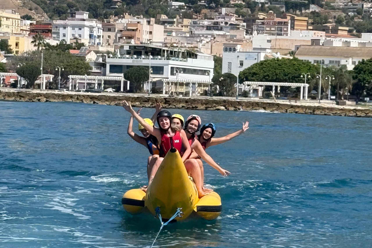 Banana boat in Malaga city, Playa del Palo