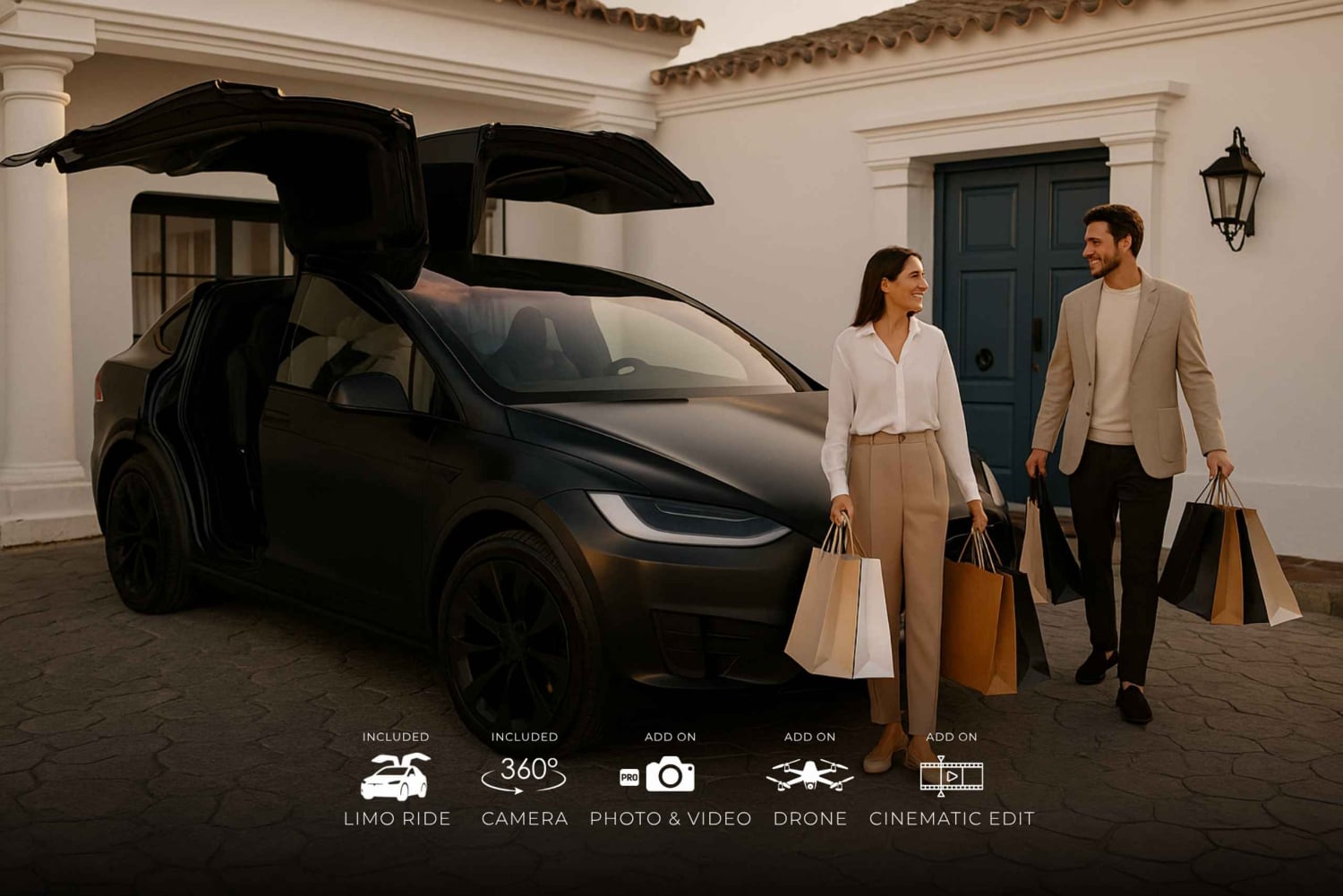 Designer Outlet Shopping + VIP Tesla X 360° byrundtur