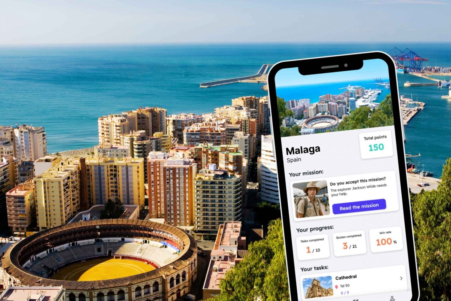 Málaga: jogo de exploração da cidade e city tour no seu telefone