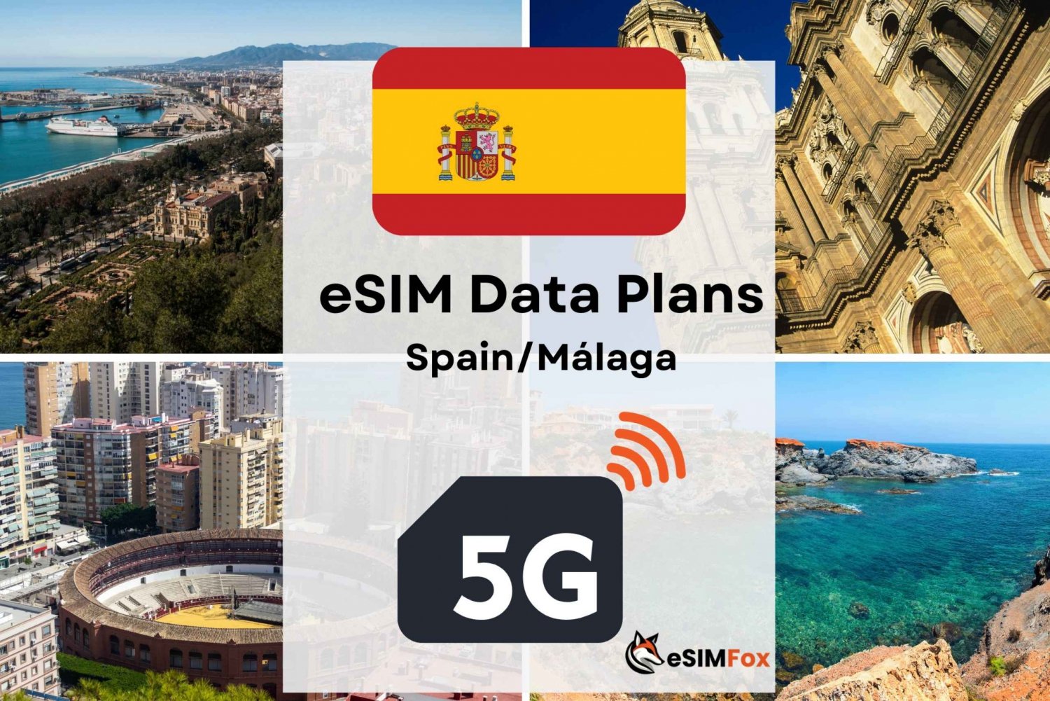 Málaga: Plano de dados de Internet eSIM para a Espanha 4G/5G