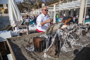 Malaga: Sardines On Skewers Show Cooking on the Beach