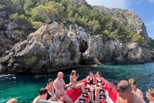 Alcudia: tour panoramico, grotte marine e snorkeling in motoscafo