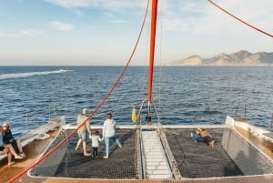 Alcudia: Catamarantocht bij zonsondergang met diner en snorkelen