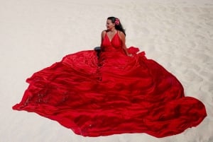 Flying Dress fotoshoot på Mallorca – elegante billeder ved havet, katedralen