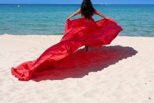 Flying Dress fotoshoot på Mallorca – elegante billeder ved havet, katedralen