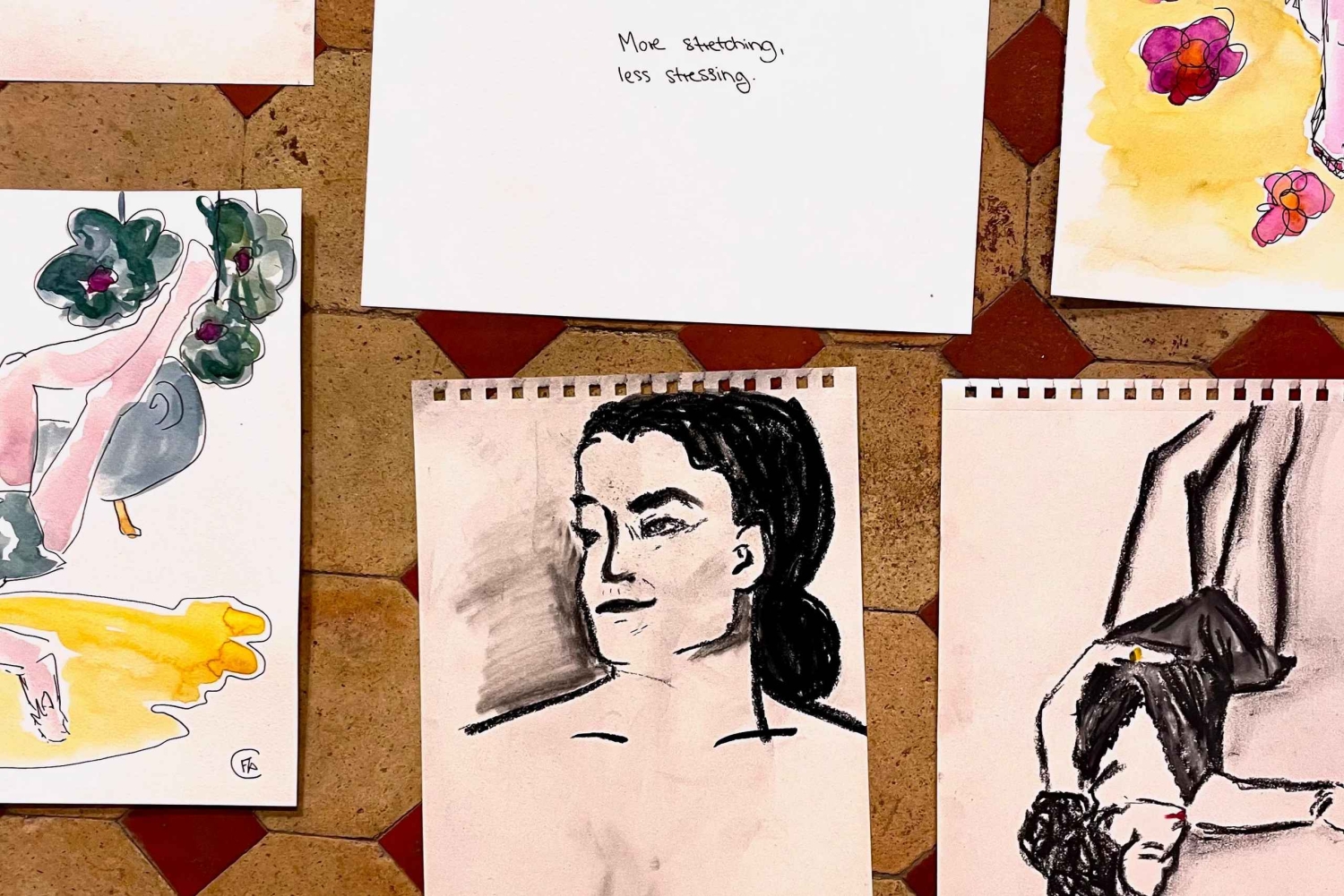 Tegning af mennesker i hjertet af Palmas gamle bydel