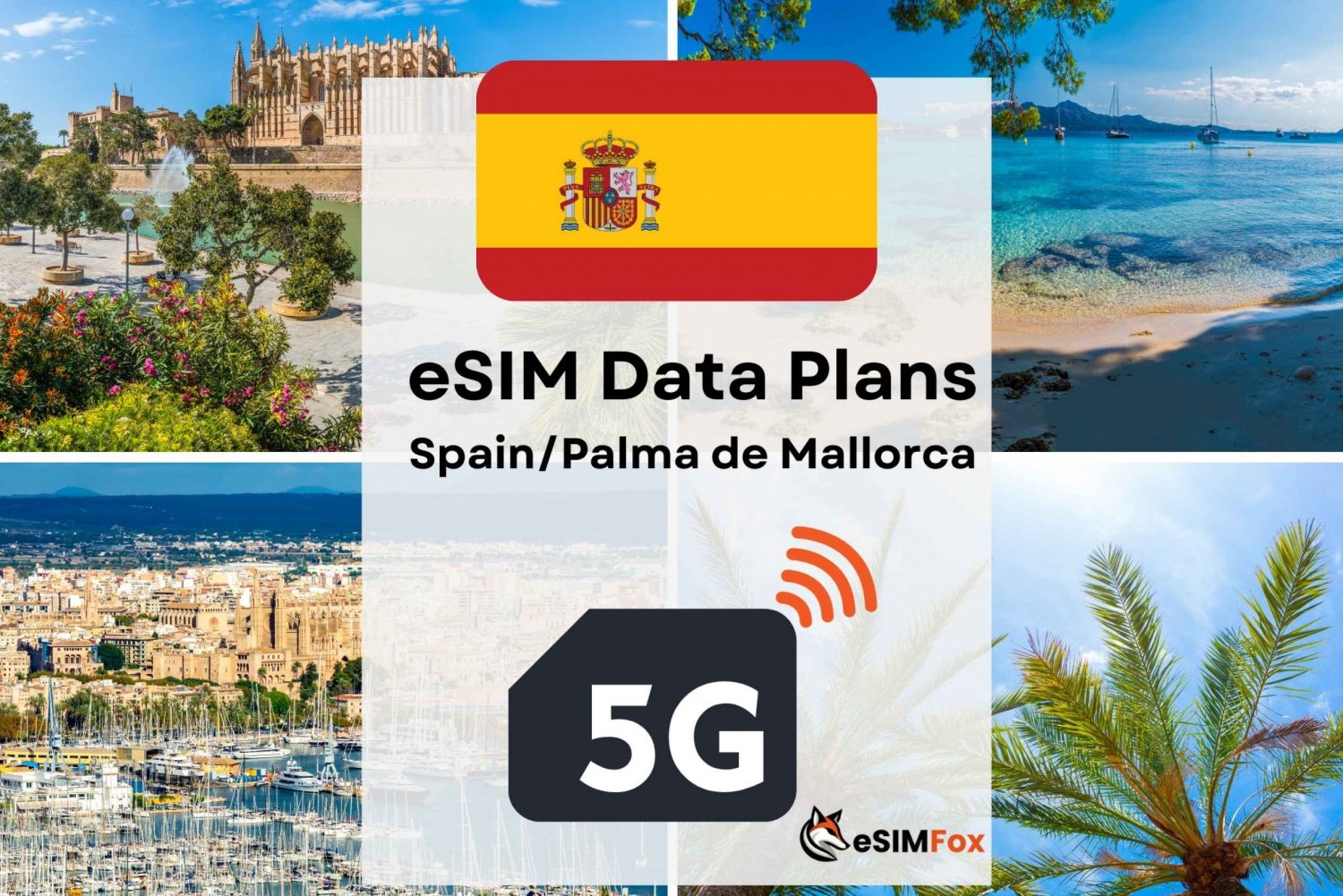 Palma de Mallorca: Plano de dados de Internet eSIM para a Espanha 4G/5G