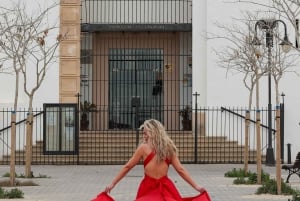 Flying Dress fotoshoot på Mallorca – elegante billeder ved havet, katedralen