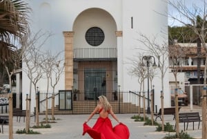 Flying Dress fotoshoot på Mallorca – elegante billeder ved havet, katedralen