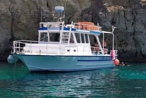 コミノ島：プライベートボートツアー、スイミングストップ、洞窟ツアー