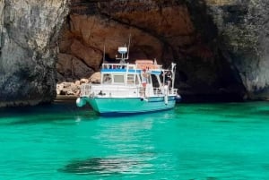 コミノ島：プライベートボートツアー、スイミングストップ、洞窟ツアー