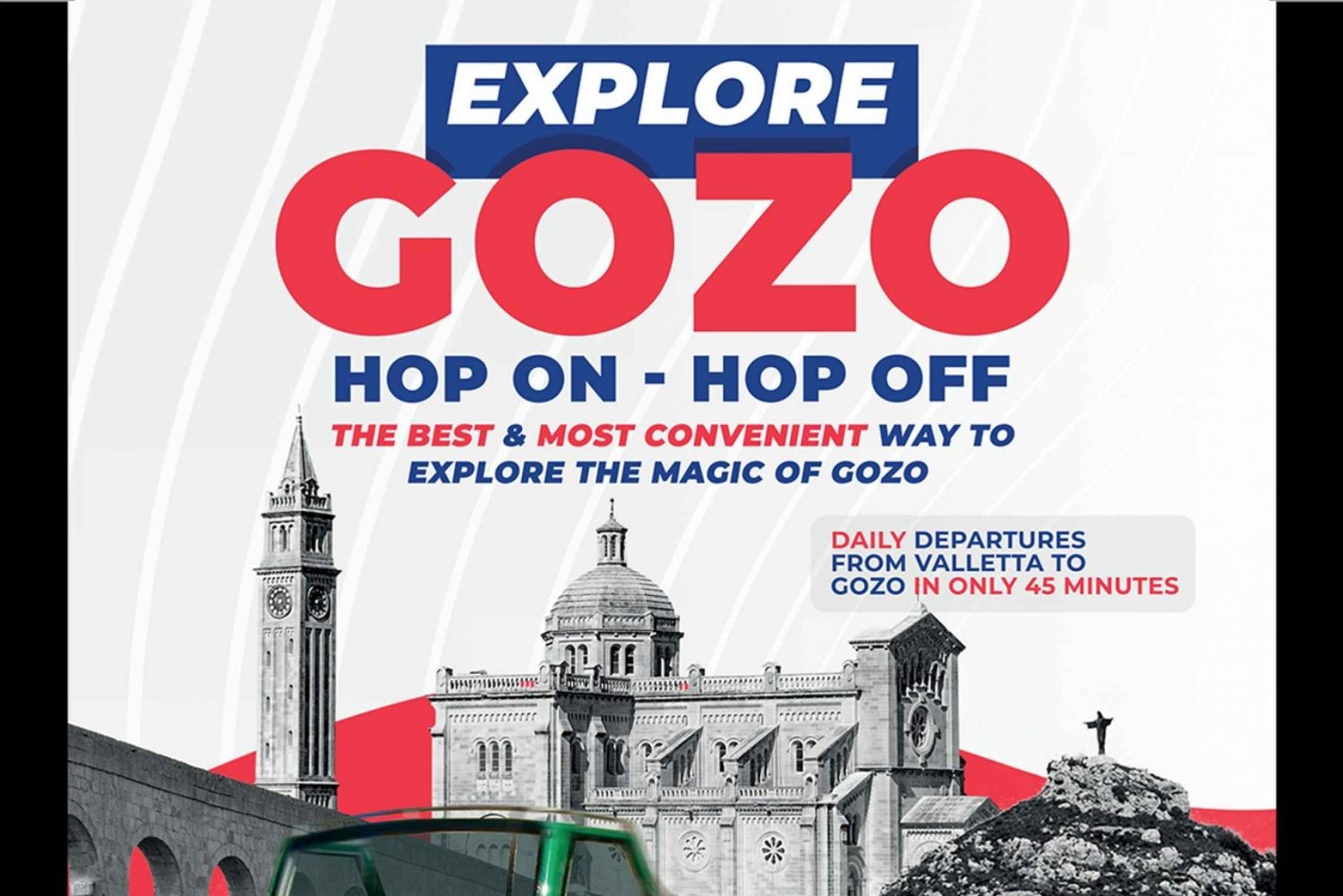 Ontdek Gozo - Hogesnelheidscatamaran + Hop-on-hop-off-tour