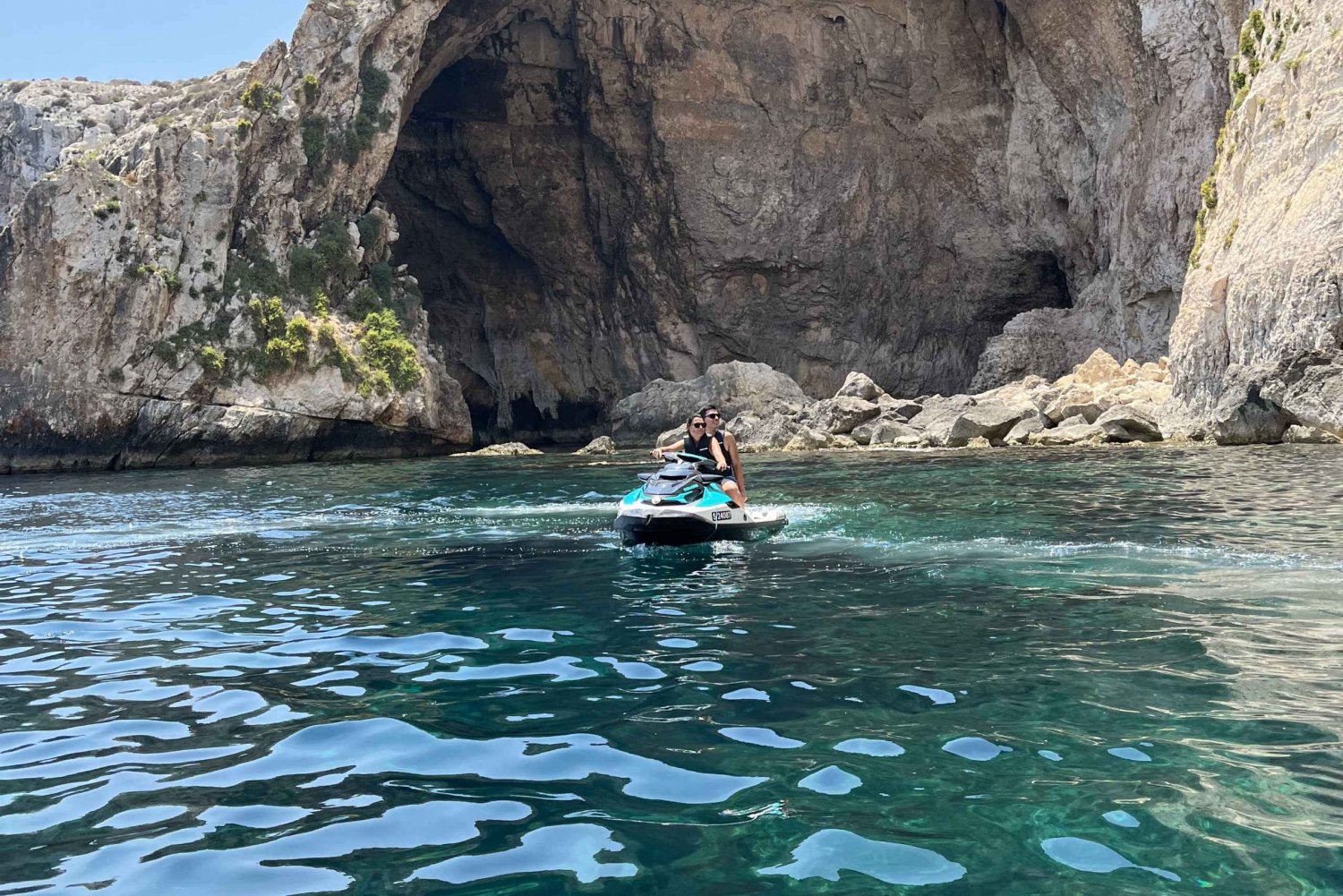 Z Marsaskali: Blue Grotto - prywatna wycieczka na skuterach wodnych
